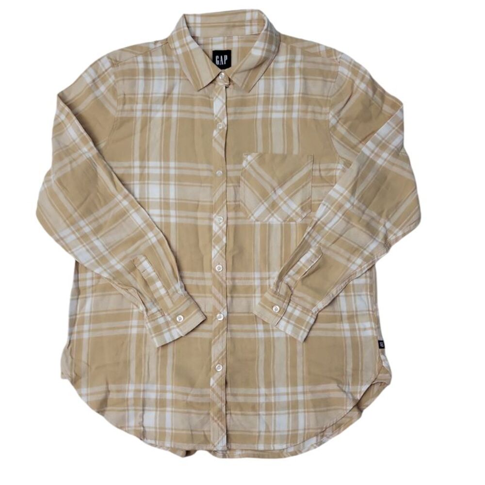 Gap Women's Soft Long Sleeve Hi-Low Hem Relaxed Fit Flannel - Jodie Plaid